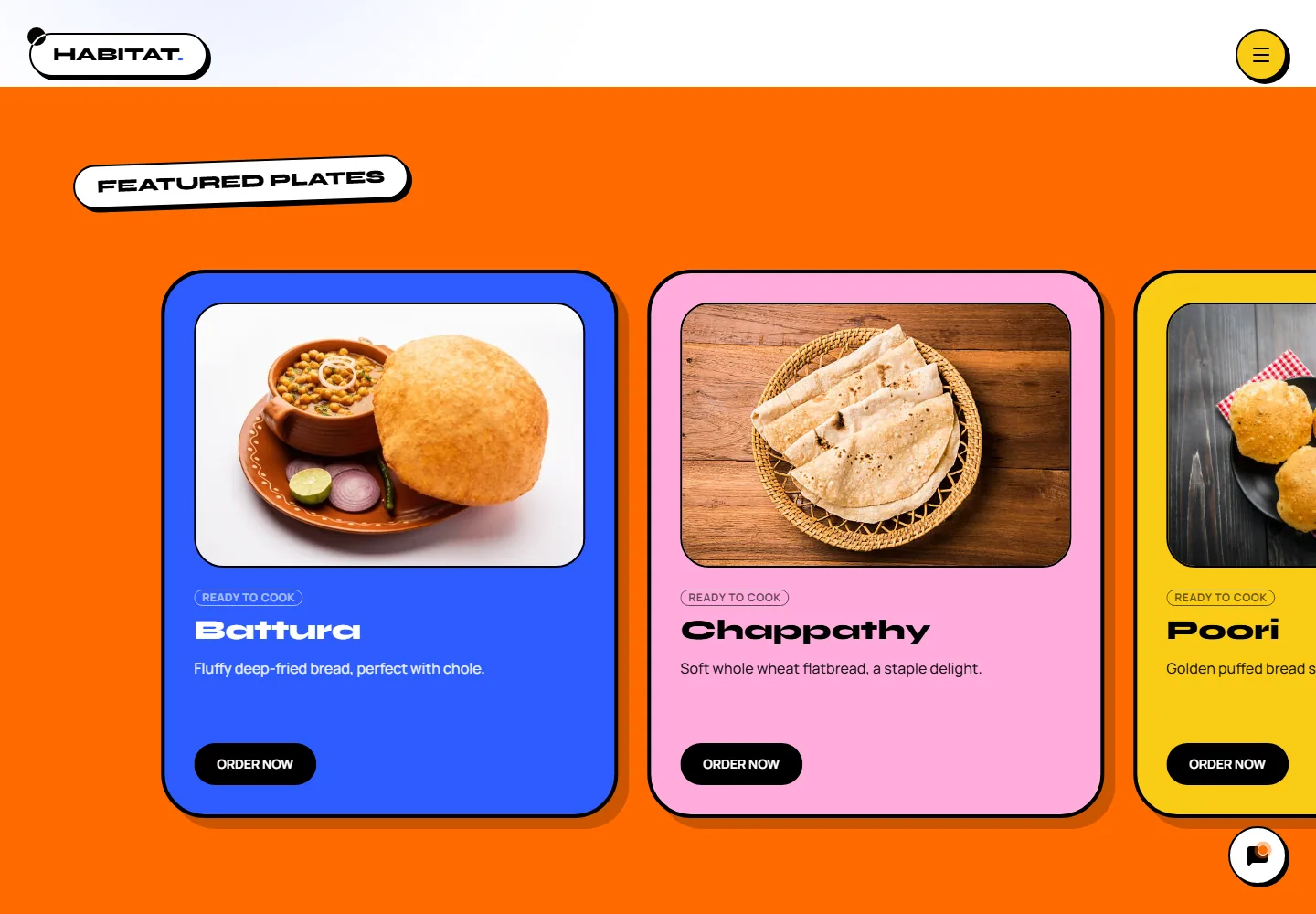 Habitat The Eatery — Food catalogue and ordering