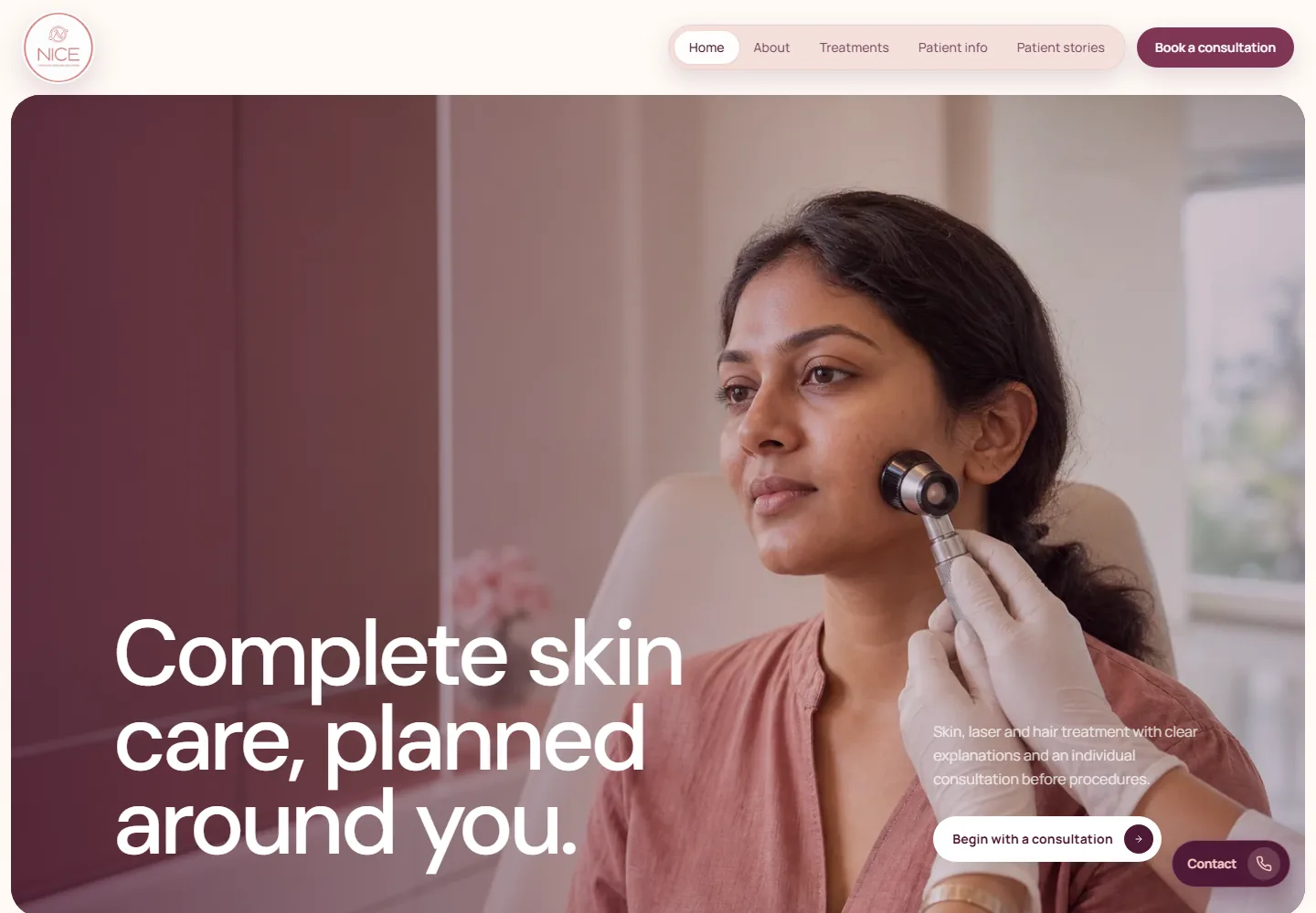 NICE Complete Skincare Solutions — desktop introduction
